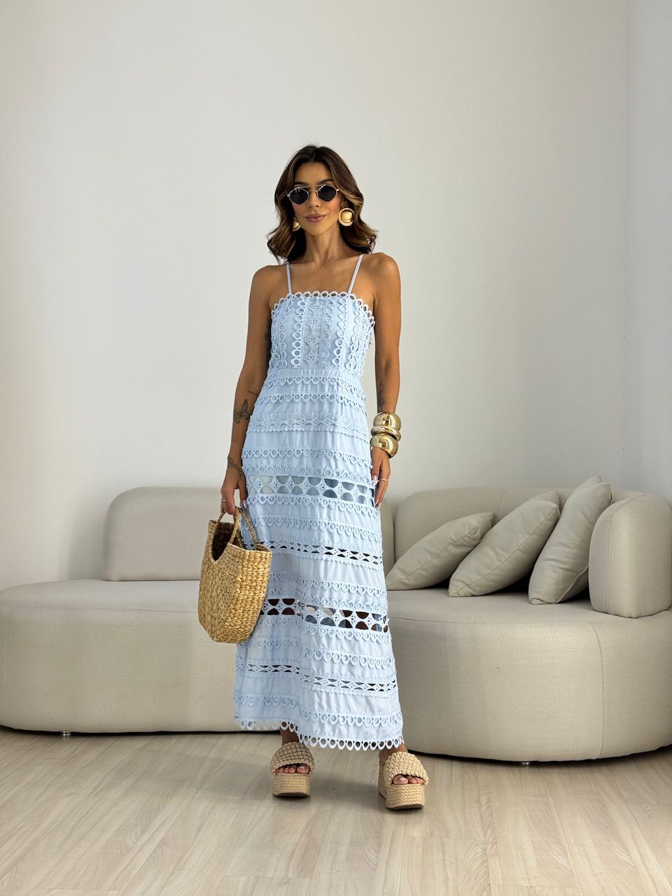VESTIDO IRENE LAISE BABY BLUE - 0070290365 - CAROLLA FERRARO