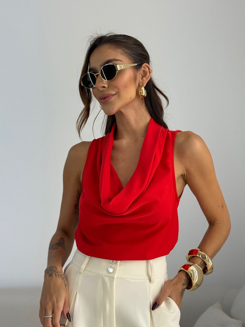 BLUSA RITA DECOTE VERMELHO - 0069930277 - CAROLLA FERRARO