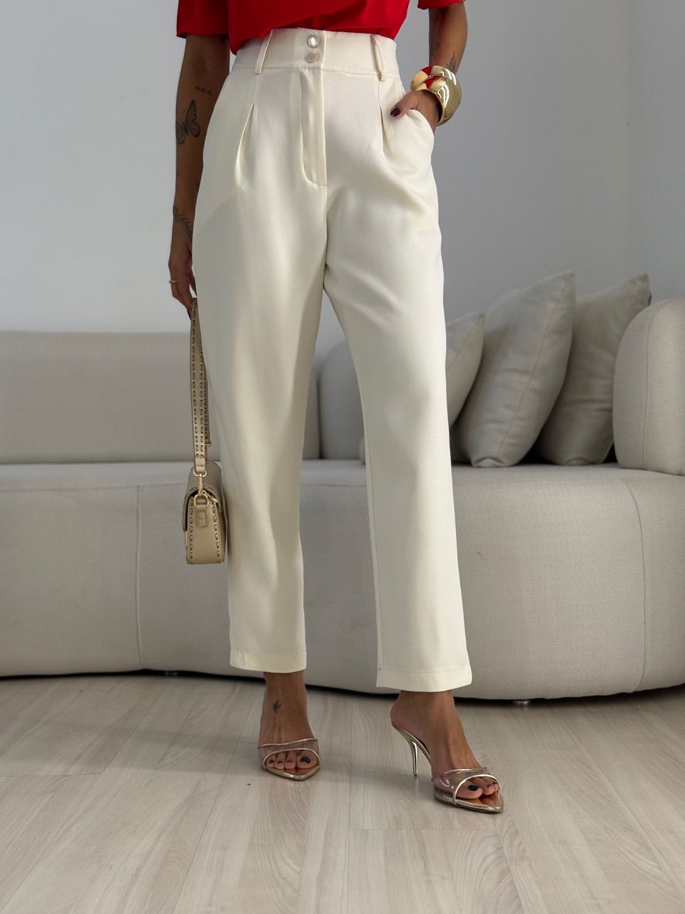 CALÇA ADA CENOURA MARFIM