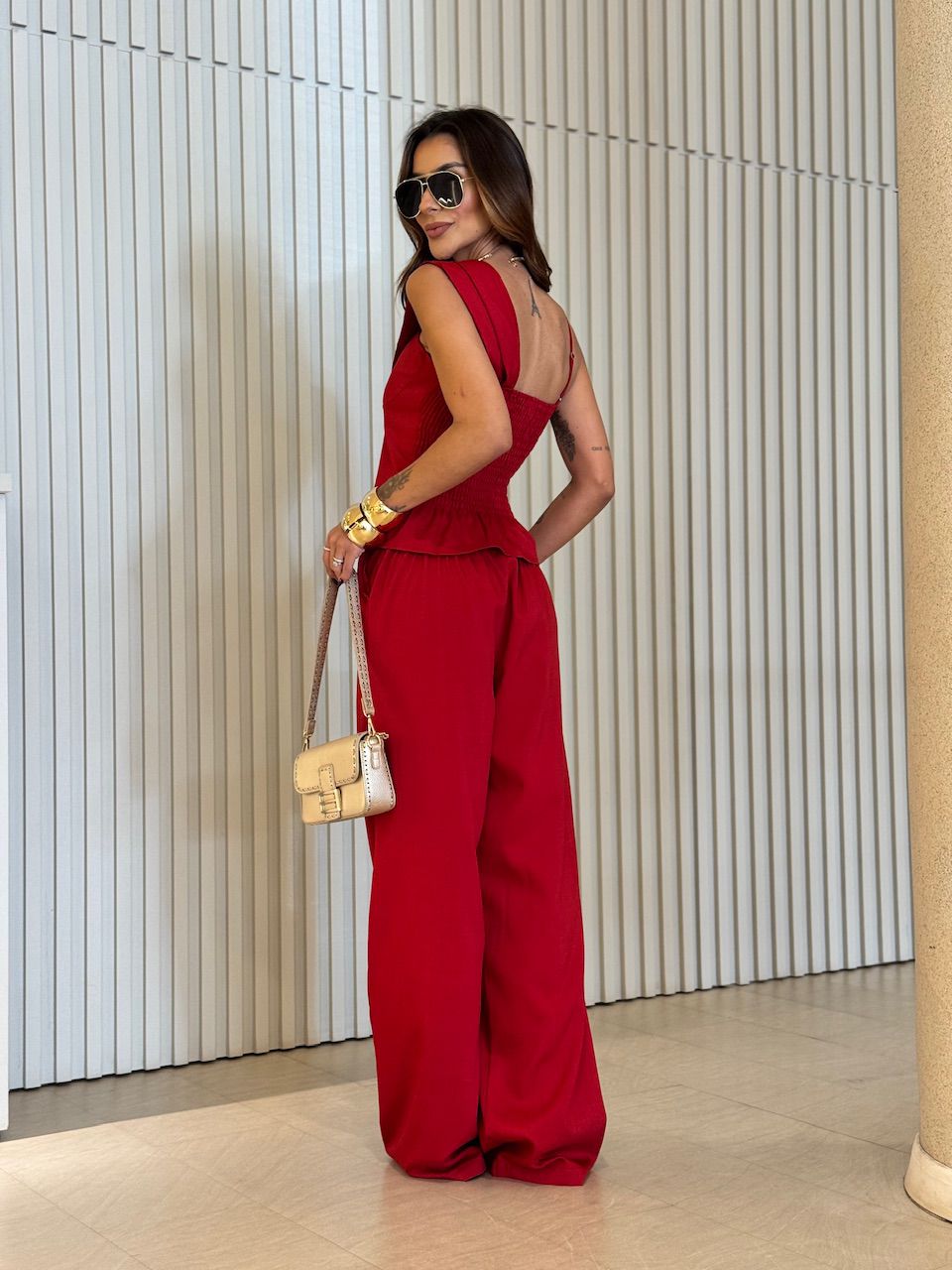 CONJUNTO CINTIA ALÇA TRANÇADA VERMELHO