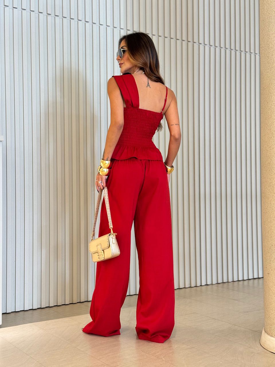 CONJUNTO CINTIA ALÇA TRANÇADA VERMELHO