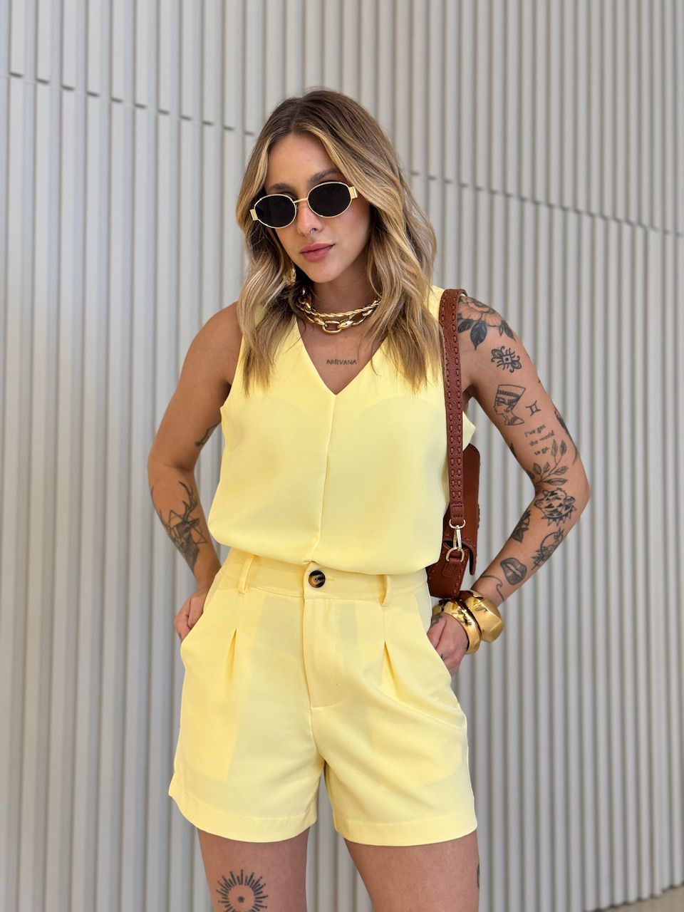 CONJUNTO CLARA SHORT AMARELO