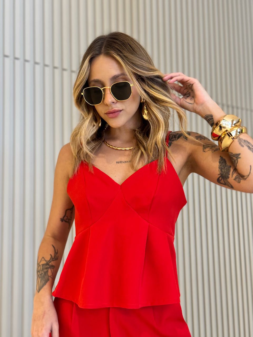 CONJUNTO CLARA SHORT VERMELHO