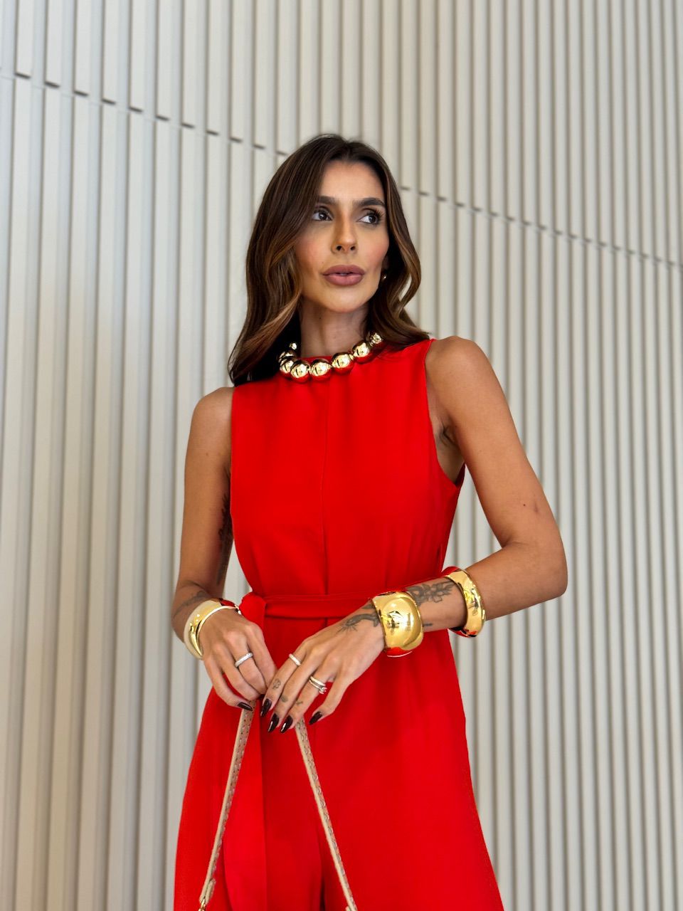 MACACÃO ALICIA FAIXA VERMELHO