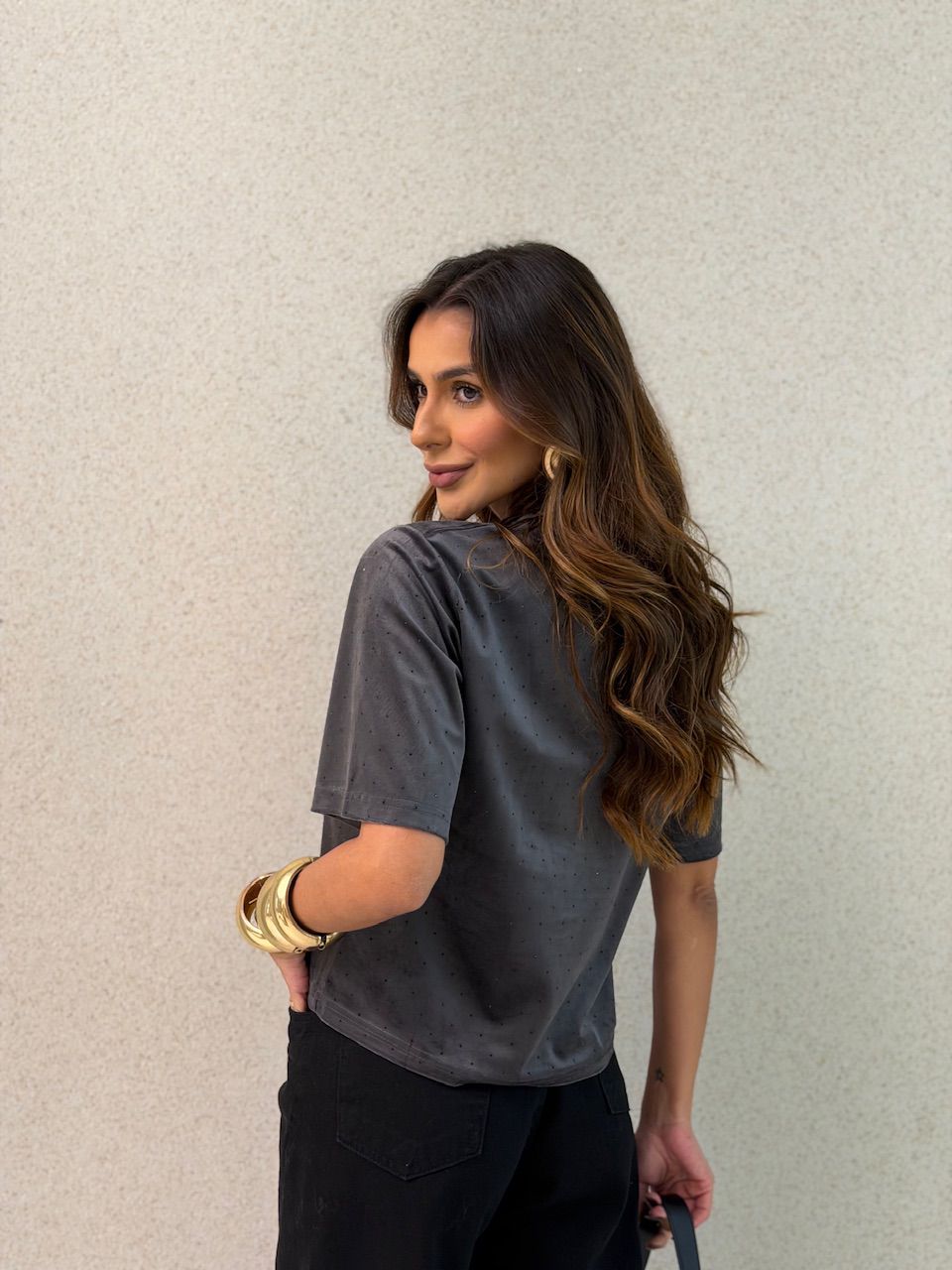 BLUSA CLARICE AVELUDADA CHUMBO