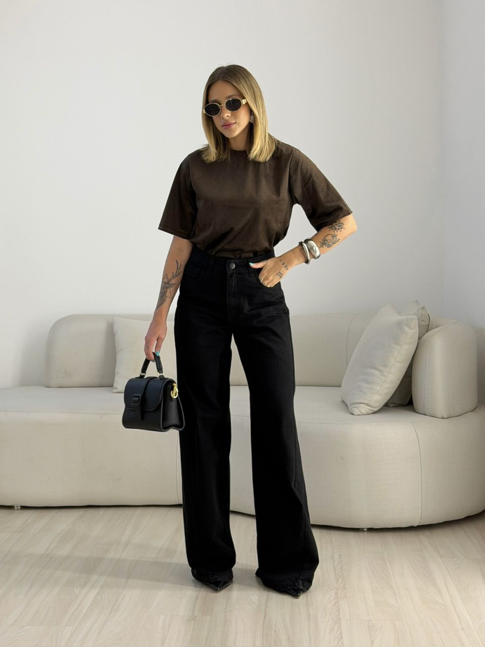 BLUSA CLARICE AVELUDADA MARROM