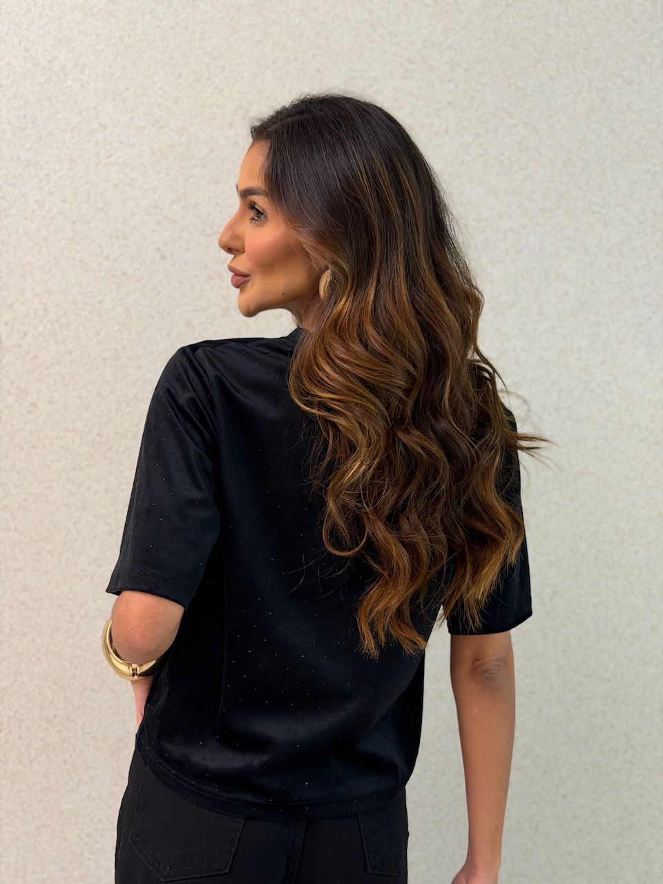 BLUSA CLARICE AVELUDADA PRETA