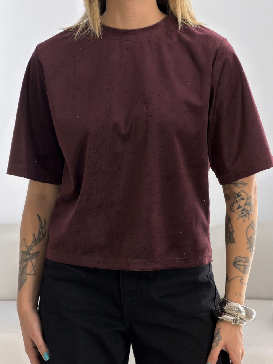 BLUSA CLARICE AVELUDADA VINHO