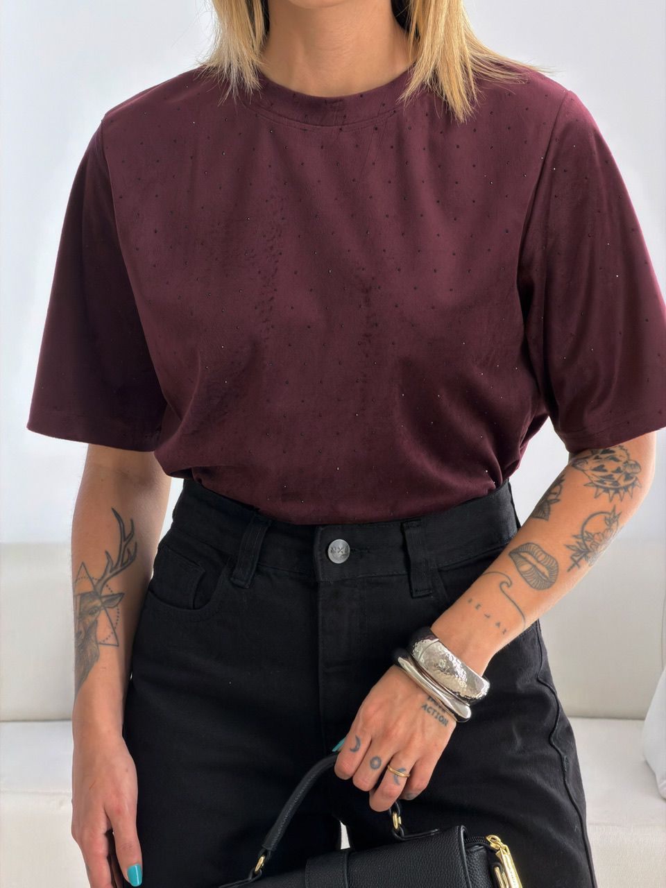 BLUSA CLARICE AVELUDADA VINHO