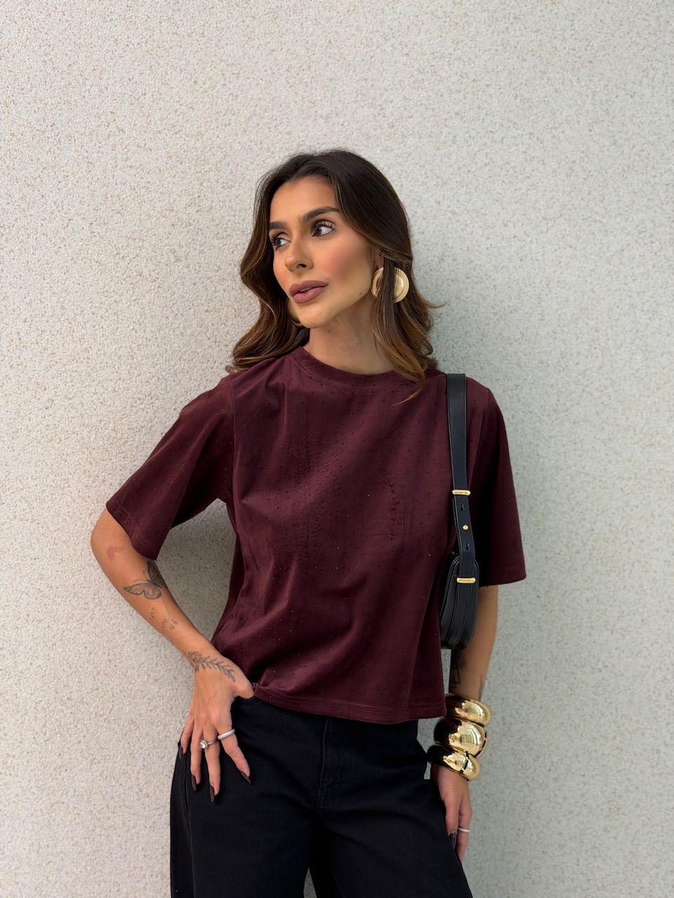 BLUSA CLARICE AVELUDADA VINHO