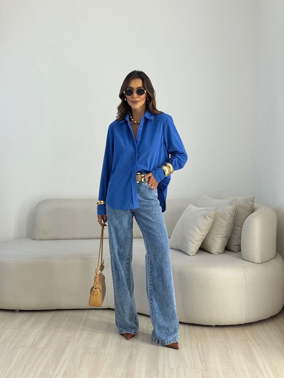 CAMISA THAYNÁ COTELÊ AZUL