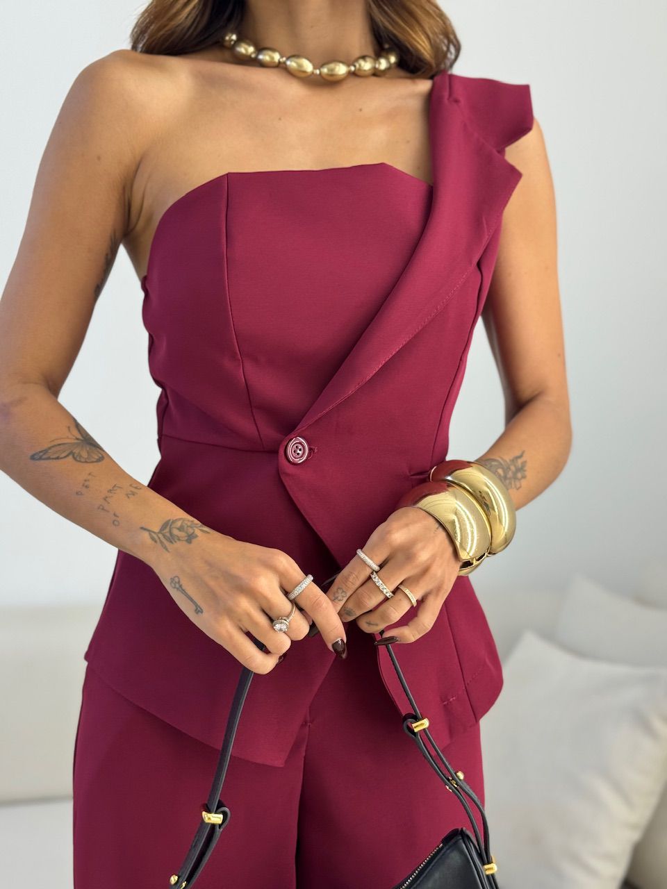 CONJUNTO ANNA NULA MANGA VINHO