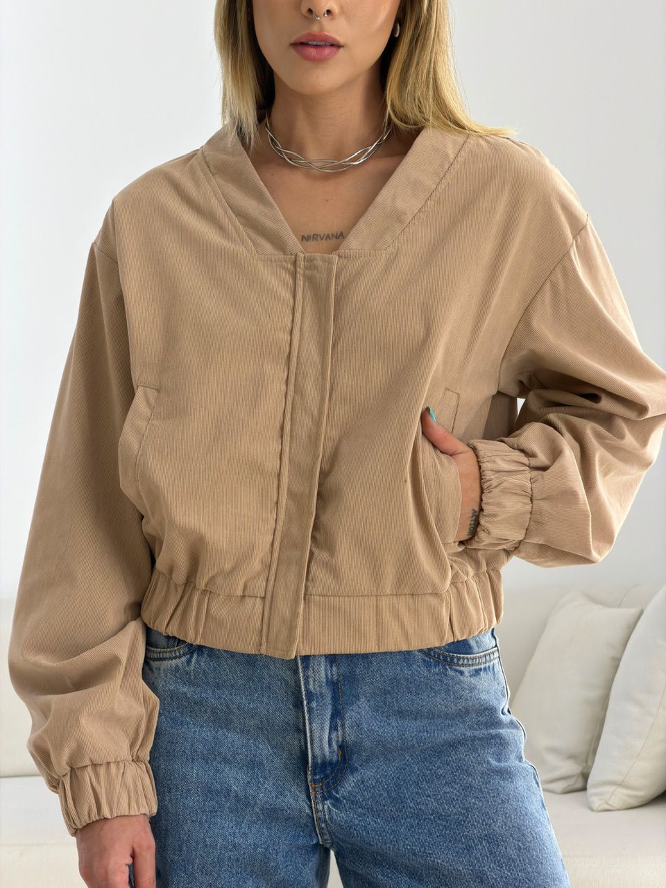 JAQUETA CHLOE COTELÊ AREIA