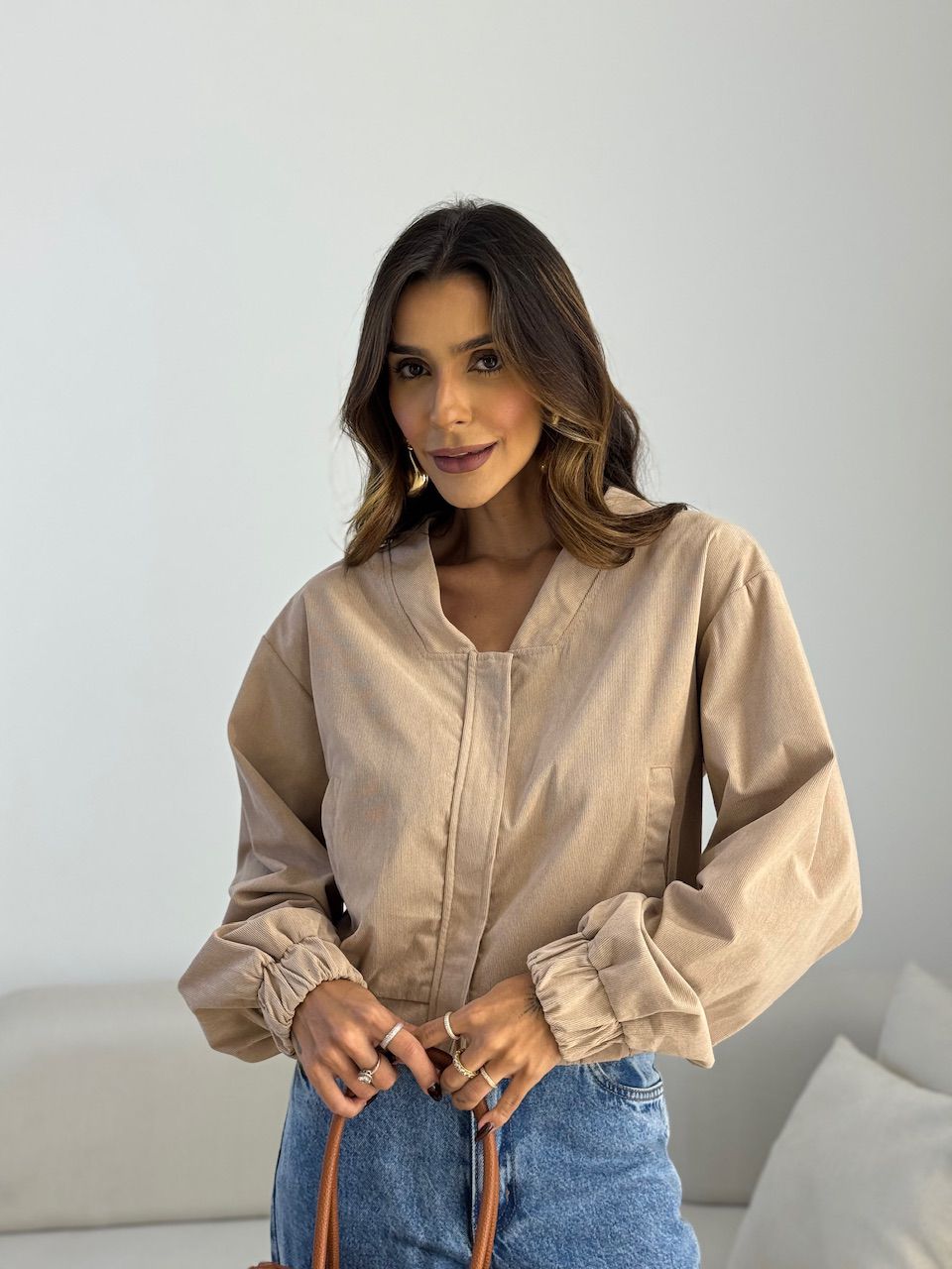 JAQUETA CHLOE COTELÊ AREIA