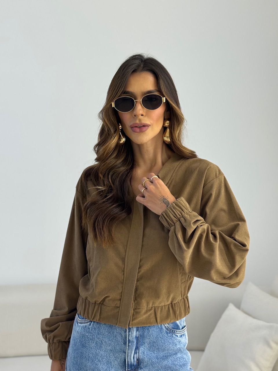 JAQUETA CHLOE COTELÊ CAQUI - 0073860096 - CAROLLA FERRARO