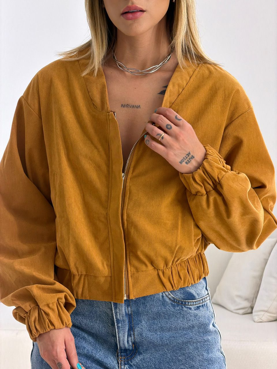 JAQUETA CHLOE COTELÊ mostarda