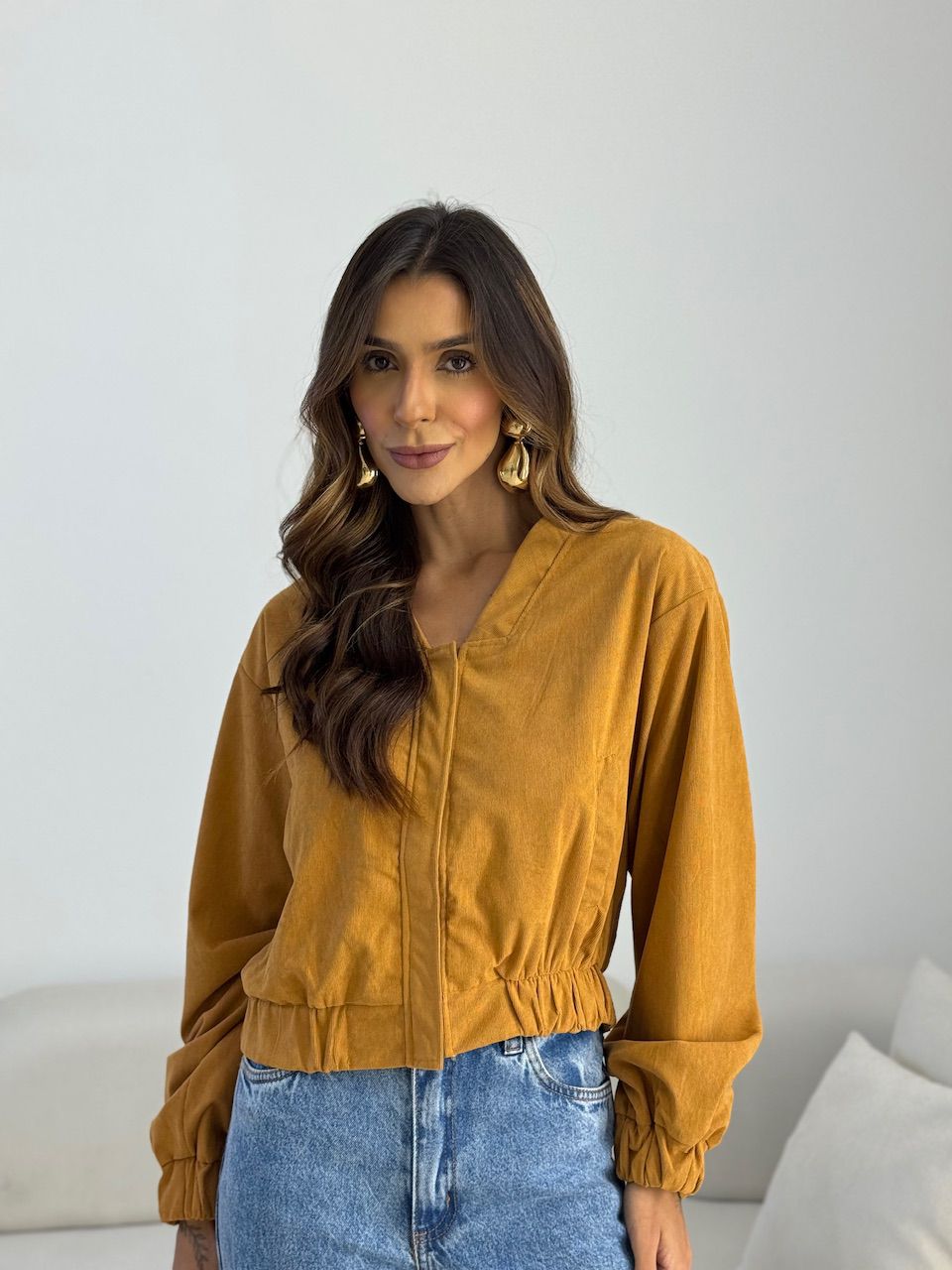 JAQUETA CHLOE COTELÊ mostarda