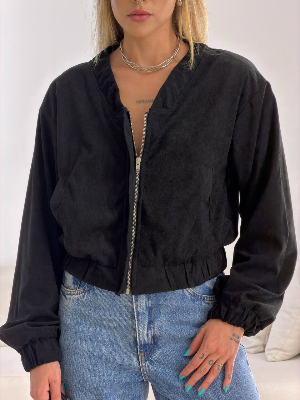 JAQUETA CHLOE COTELÊ PRETA