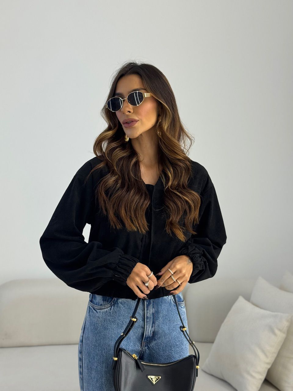 JAQUETA CHLOE COTELÊ PRETA - 0073860033 - CAROLLA FERRARO