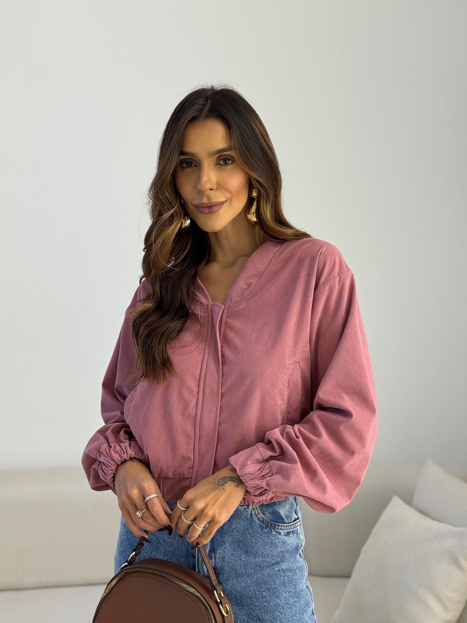 JAQUETA CHLOE COTELÊ ROSA - 0073860031 - CAROLLA FERRARO