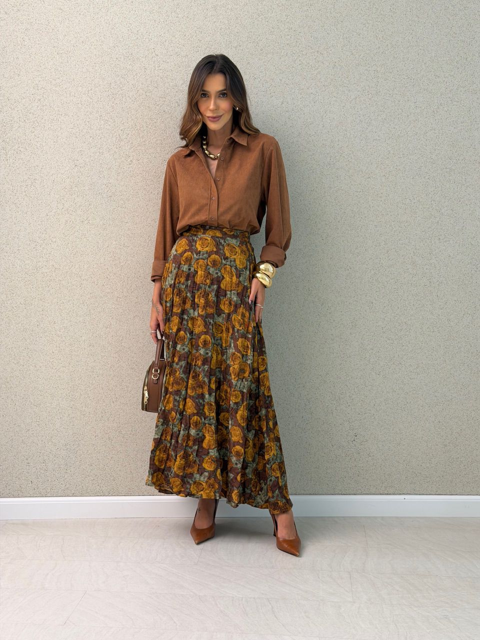 SAIA NAILA ESTAMPADA MARROM