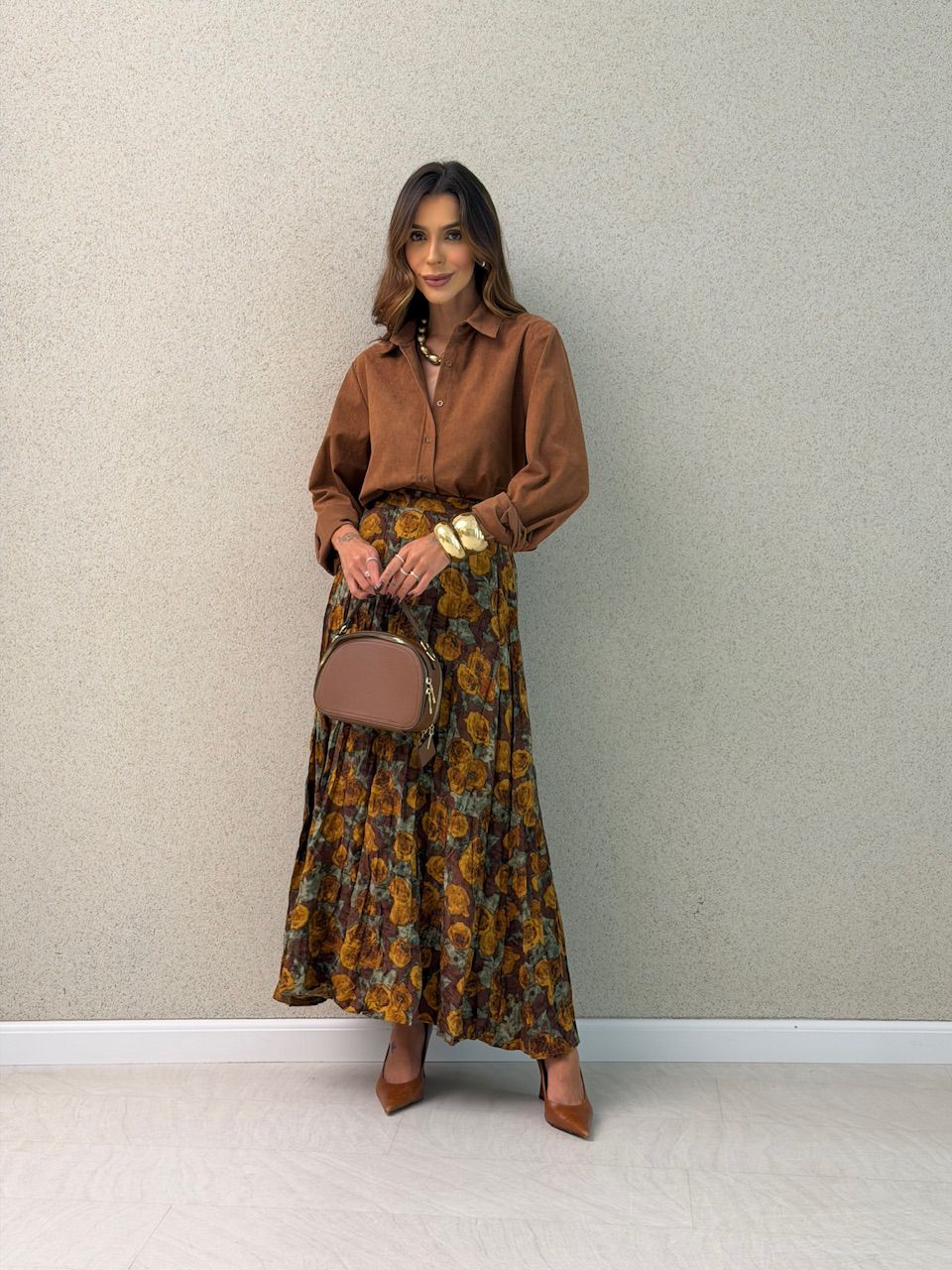 SAIA NAILA ESTAMPADA MARROM