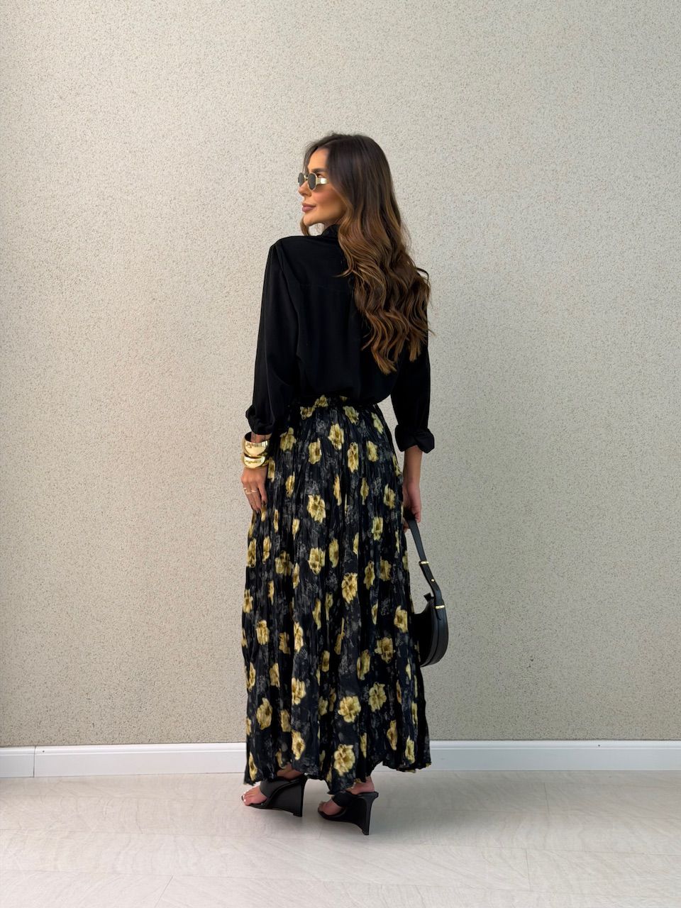 SAIA NAILA ESTAMPADA PRETA