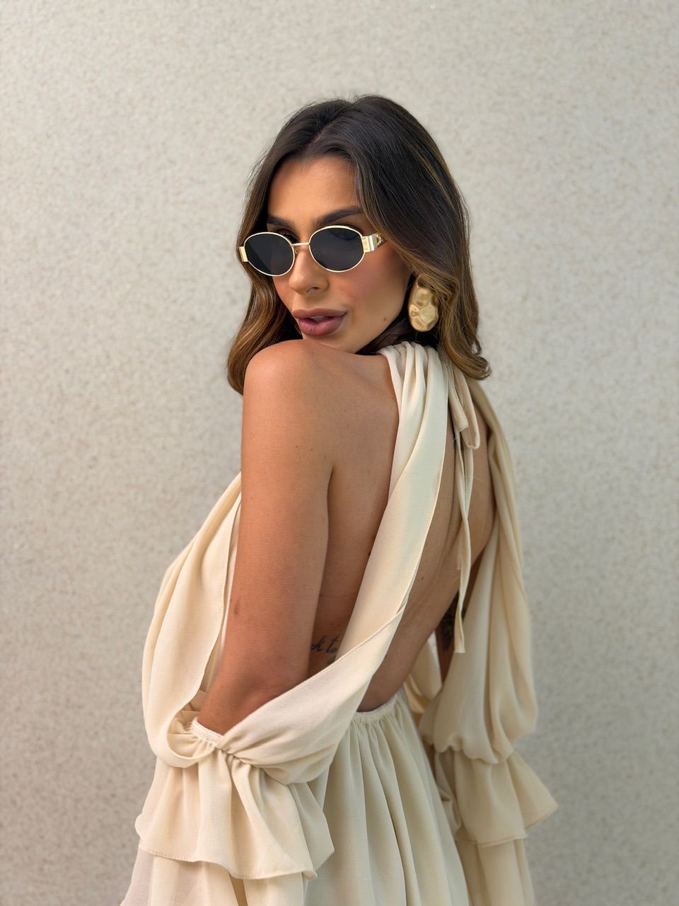 VESTIDO LUCIA CURTO AREIA