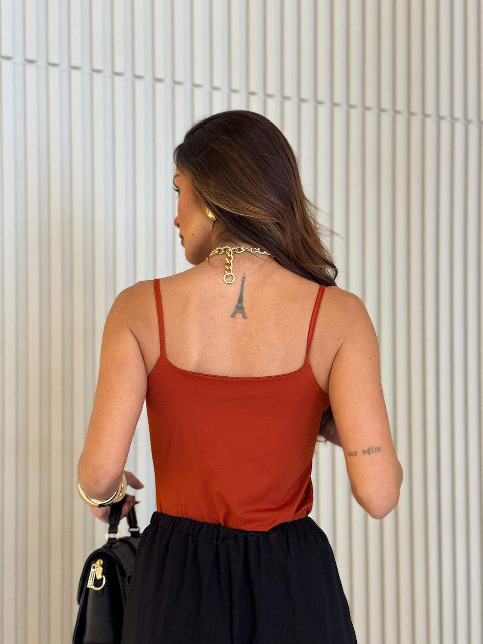 BLUSA CÁSSIA ALCINHA TELHA