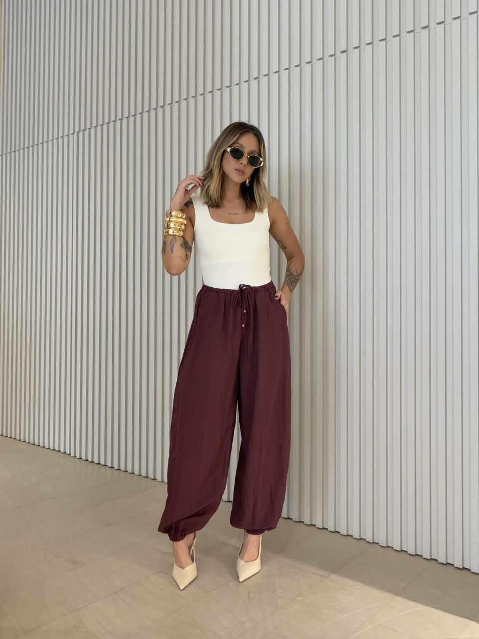 CALÇA ALINE ALADIM VINHO - 0074870168 - CAROLLA FERRARO