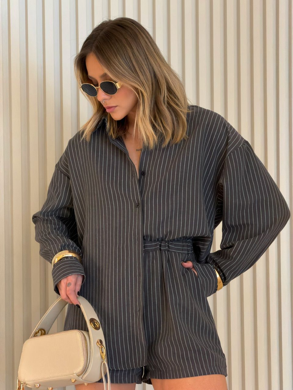 CONJUNTO ALESSANDRA RISCA DE GIZ GRAFITE