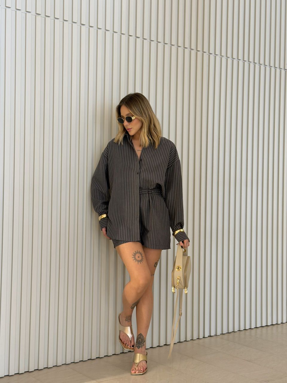 CONJUNTO ALESSANDRA RISCA DE GIZ GRAFITE - 0074860... - CAROLLA FERRARO