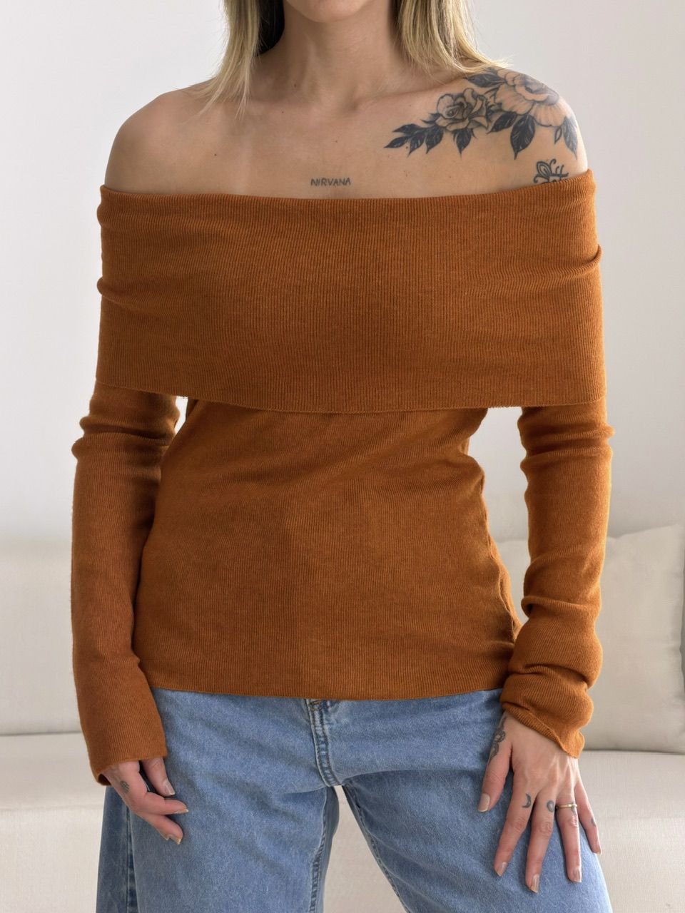 BLUSA ANA VITÓRIA OMBRO A OMBRO LARANJA
