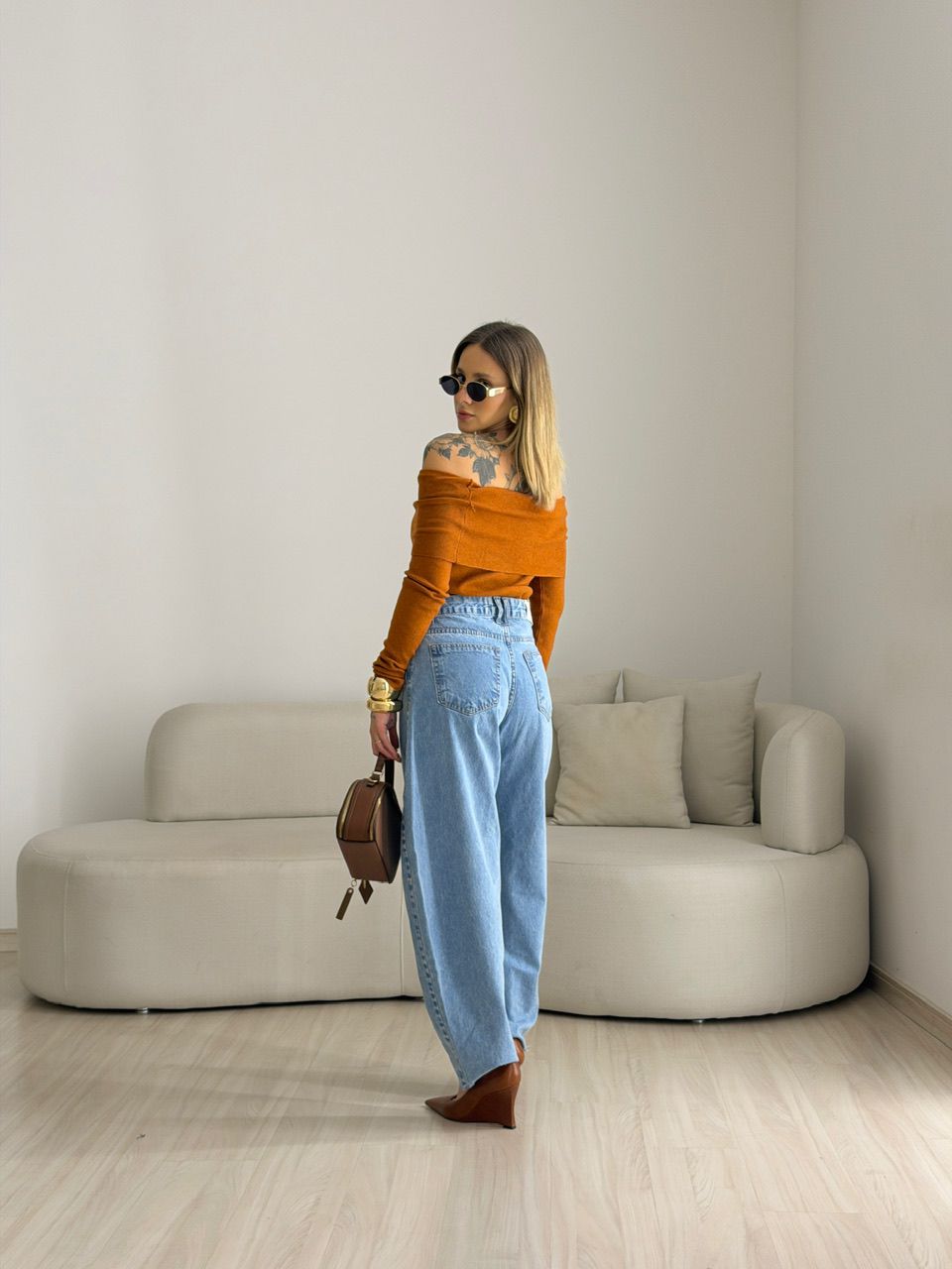 BLUSA ANA VITÓRIA OMBRO A OMBRO LARANJA