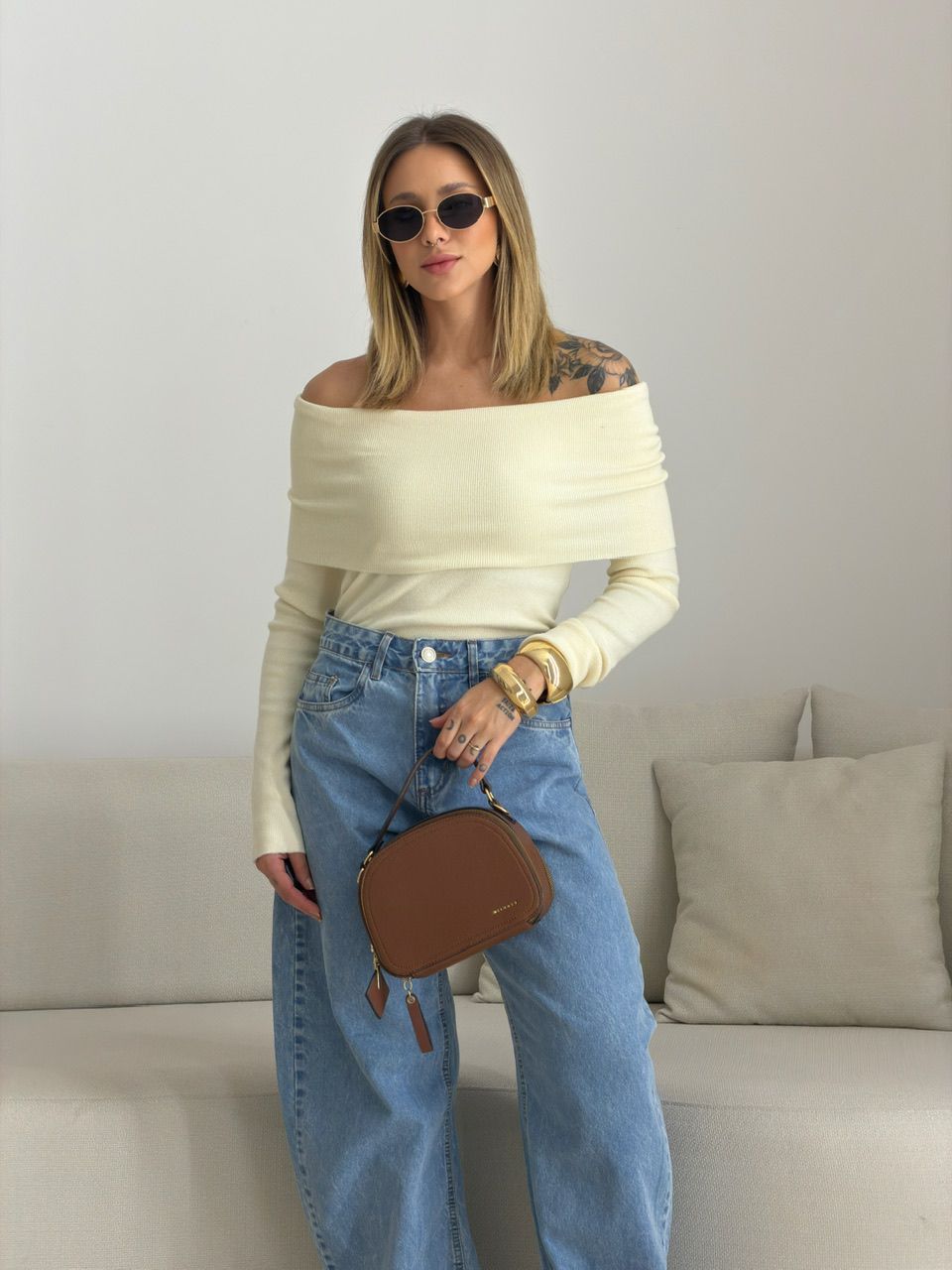 BLUSA ANA VITÓRIA OMBRO A OMBRO MARFIM