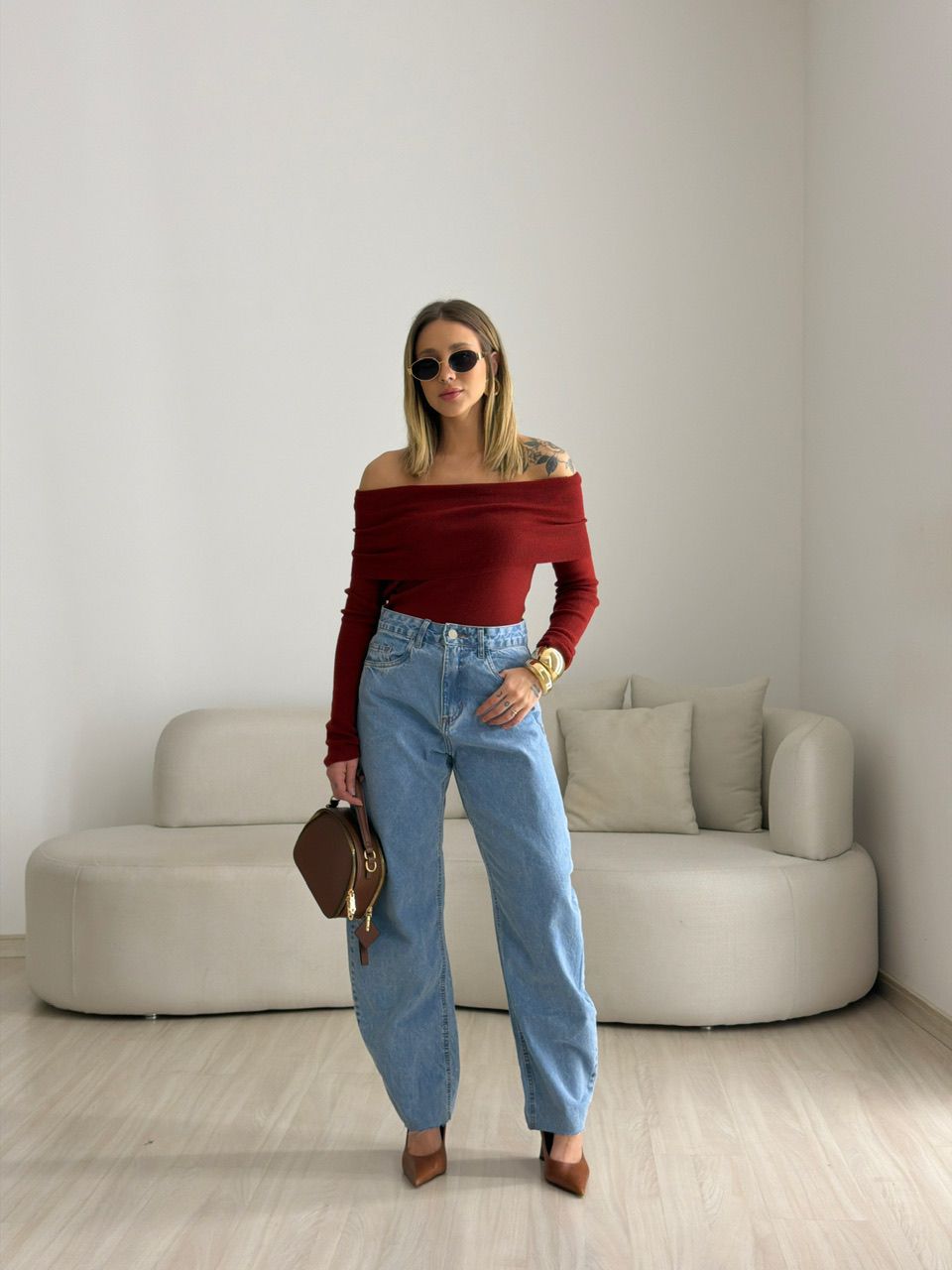 BLUSA ANA VITÓRIA OMBRO A OMBRO VINHO