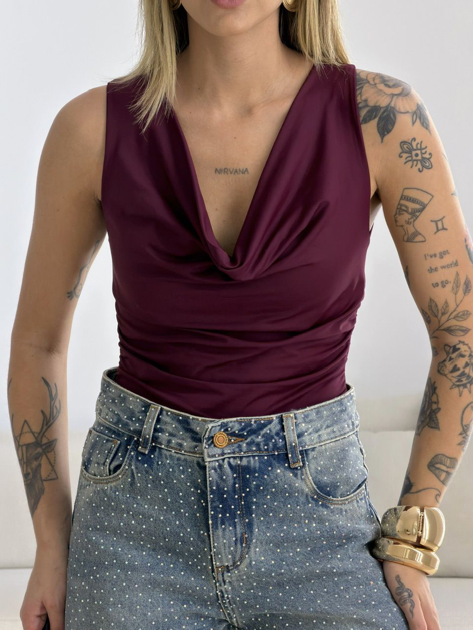 BLUSA BRENDA CAVADA VINHO