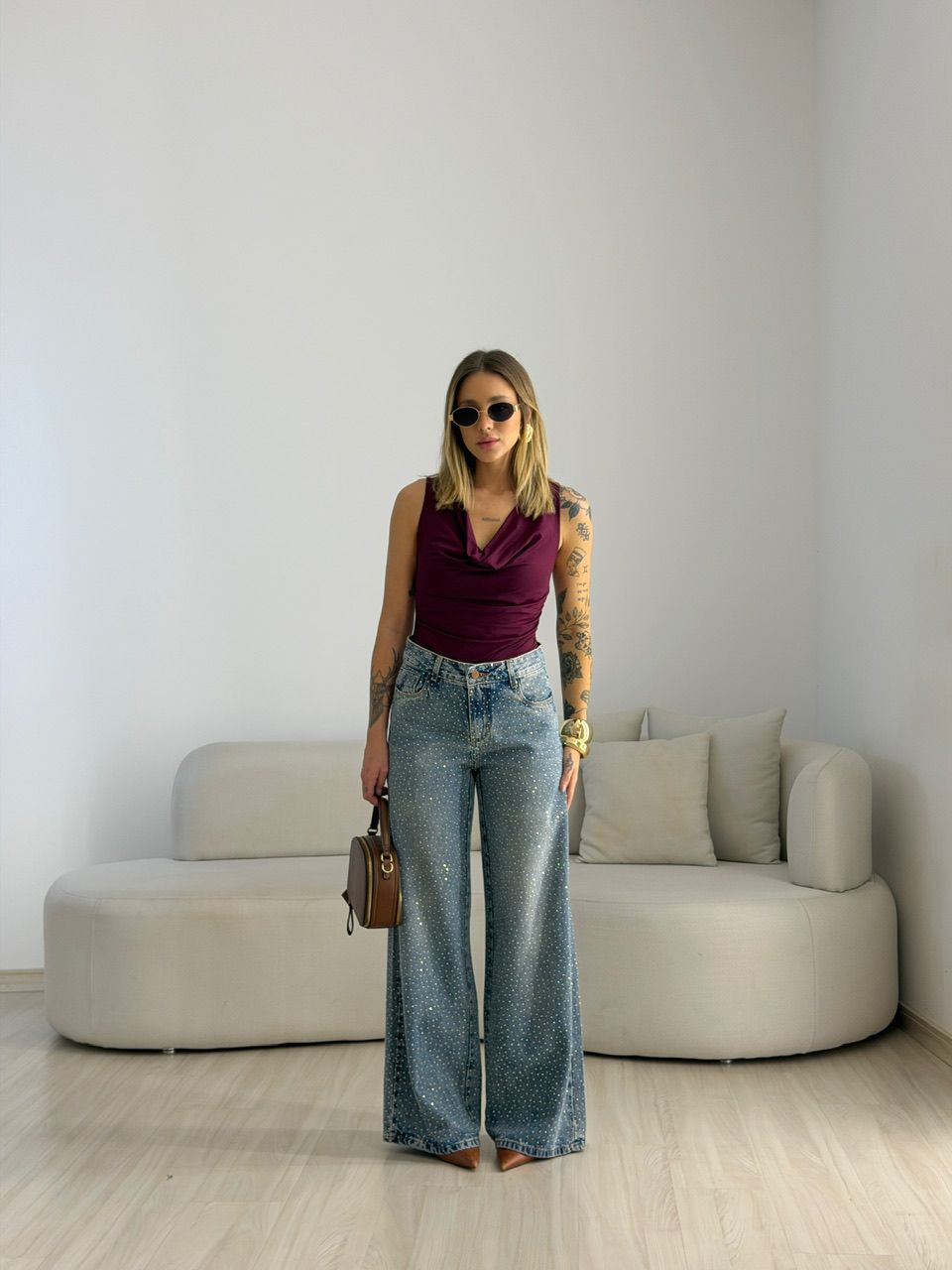 BLUSA BRENDA CAVADA VINHO