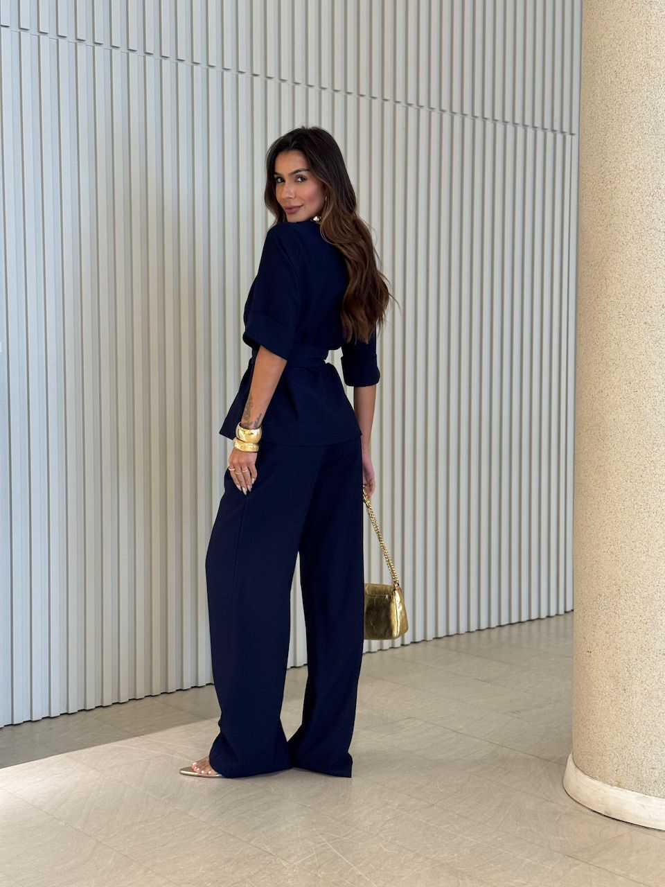 CONJUNTO ISABELA BLUSA CALÇA MARINHO