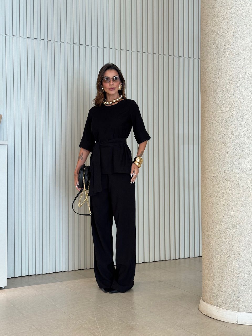 CONJUNTO ISABELA BLUSA CALÇA PRETO - 0076170032 - CAROLLA FERRARO