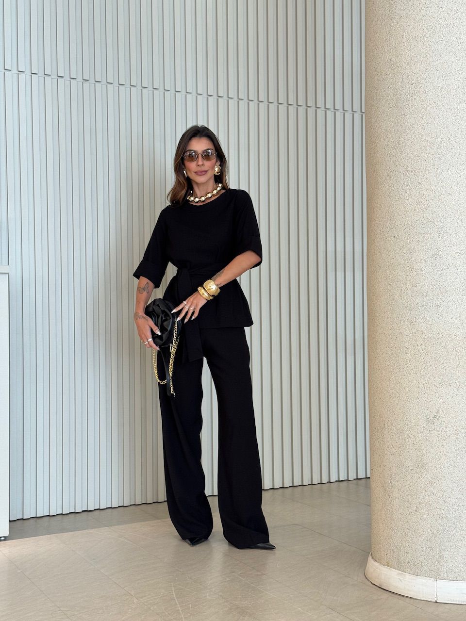 CONJUNTO ISABELA BLUSA CALÇA PRETO