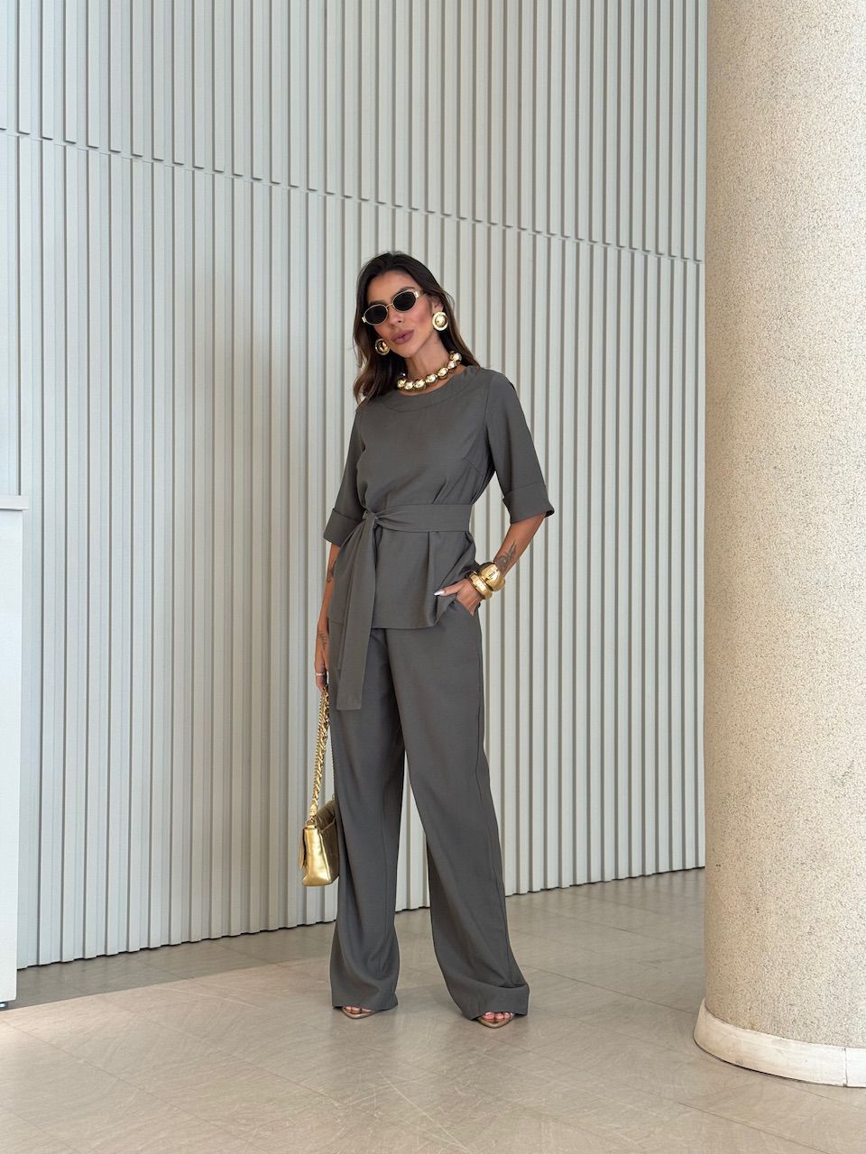 CONJUNTO ISABELA BLUSA CALÇA VERDE - 0076170230 - CAROLLA FERRARO