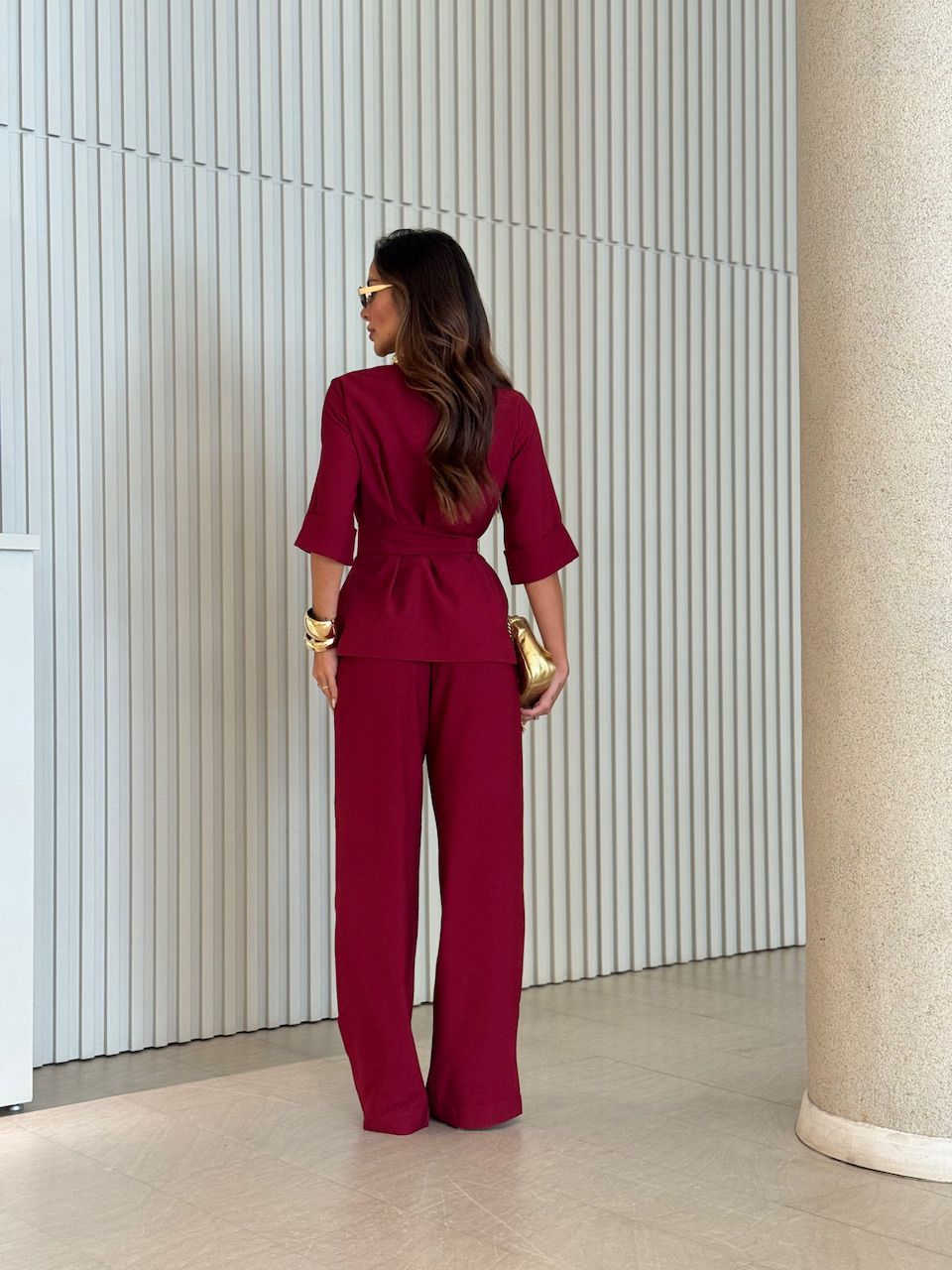 CONJUNTO ISABELA BLUSA CALÇA VINHO