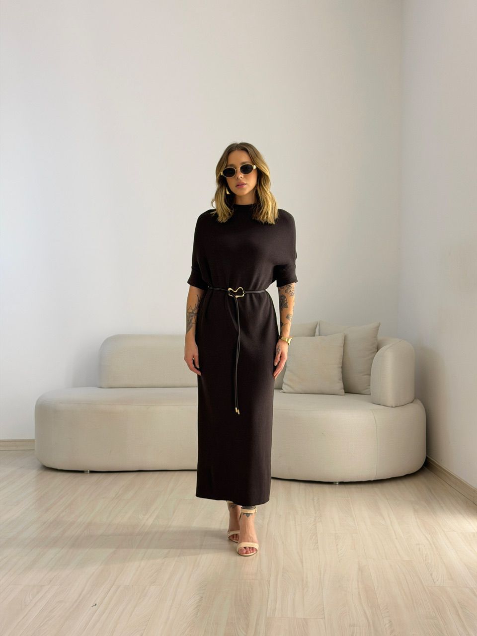 VESTIDO CINARA TRICOT CAFÉ