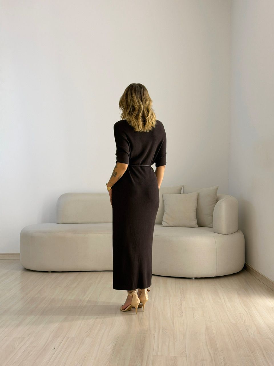 VESTIDO CINARA TRICOT CAFÉ