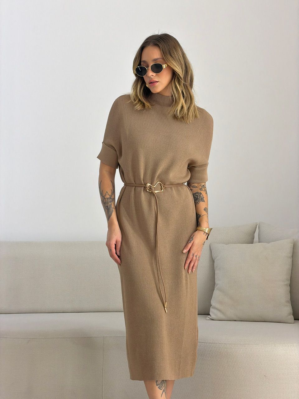 VESTIDO CINARA TRICOT NUDE
