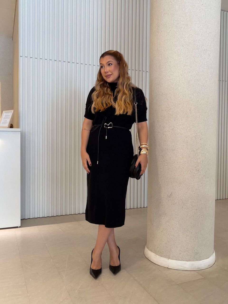 VESTIDO CINARA TRICOT PRETO - 0076200032 - CAROLLA FERRARO