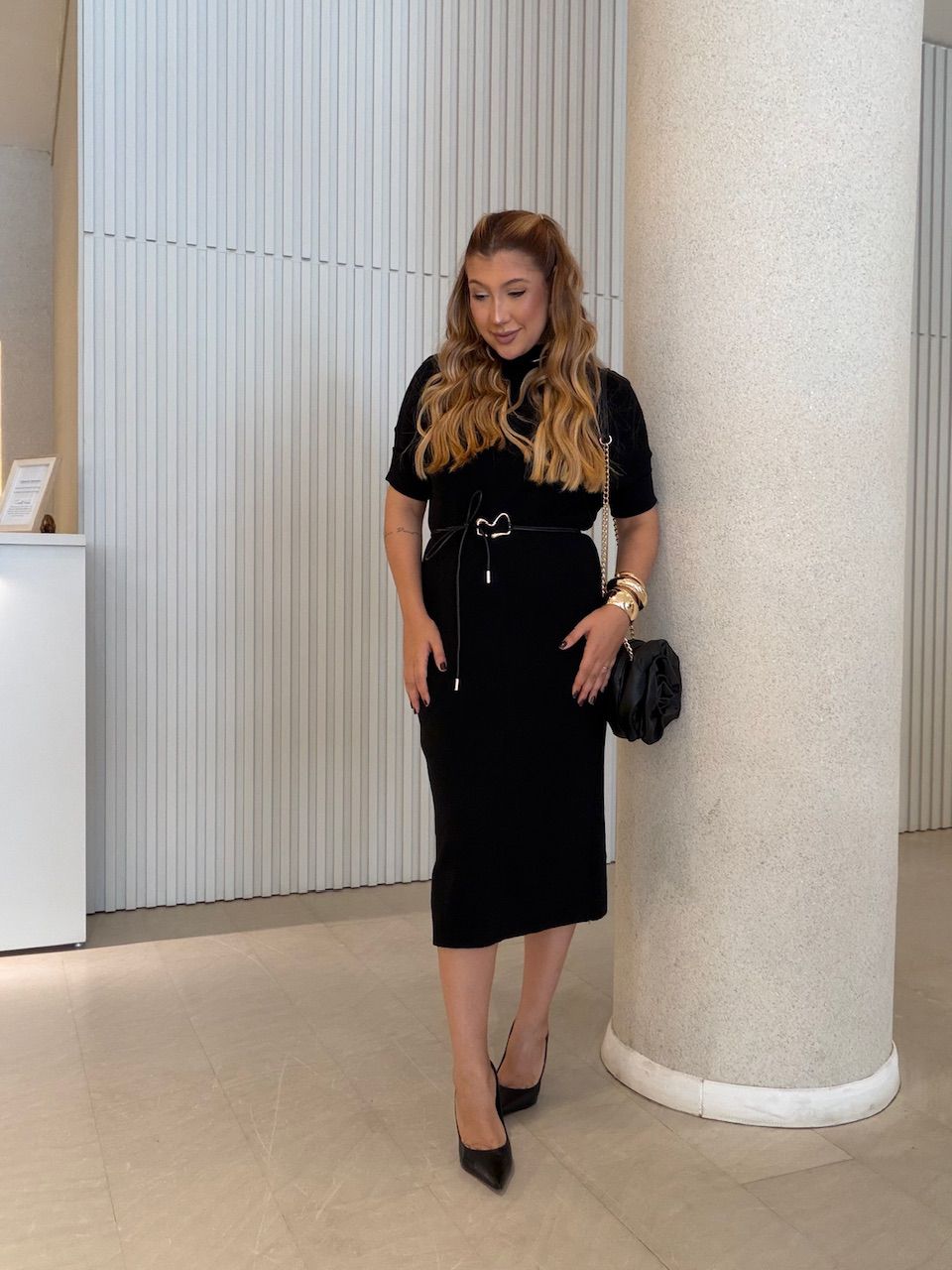 VESTIDO CINARA TRICOT PRETO