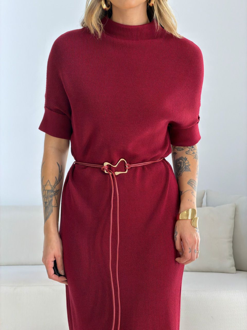 VESTIDO CINARA TRICOT VINHO