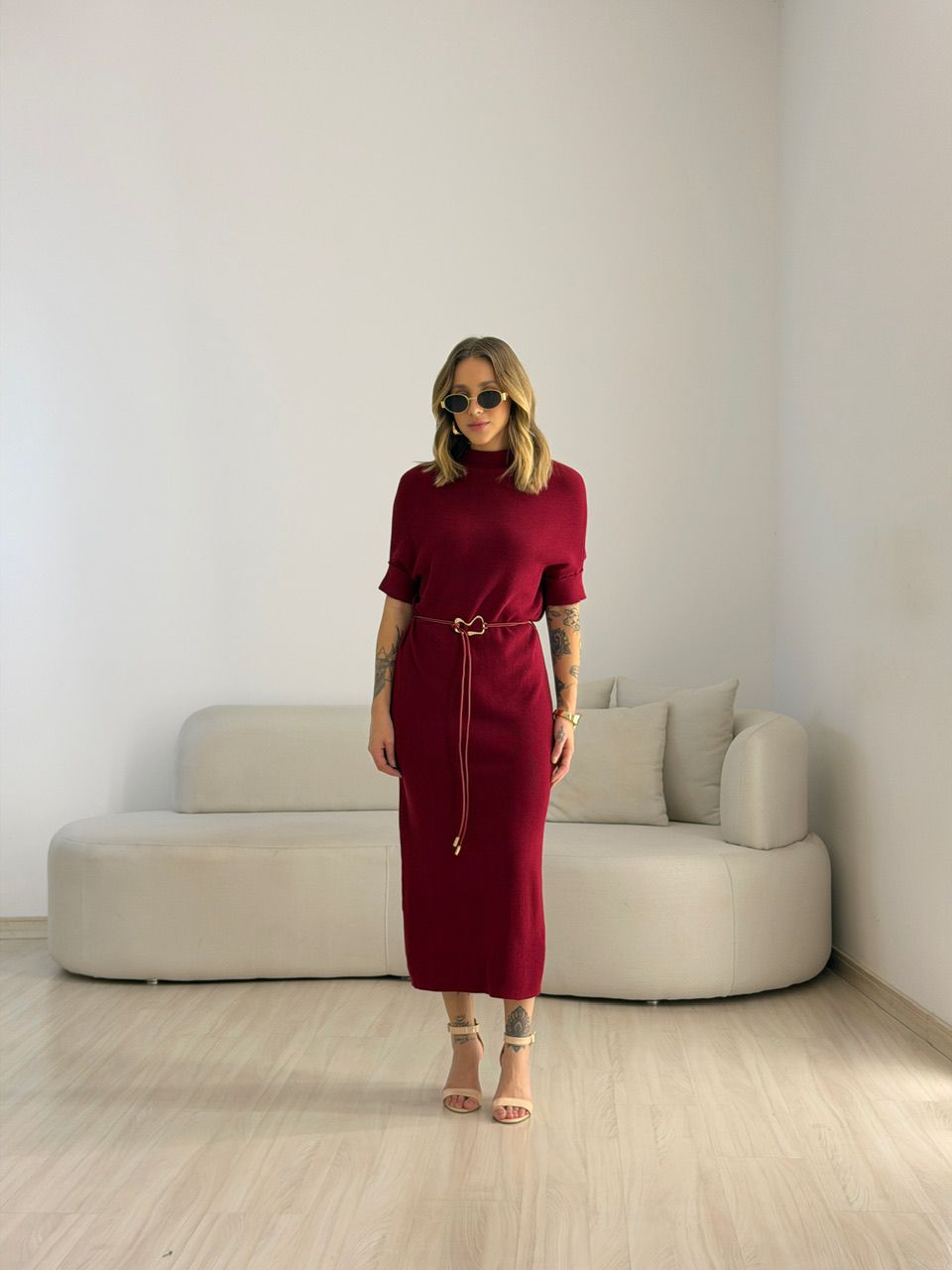 VESTIDO CINARA TRICOT VINHO - 0076200168 - CAROLLA FERRARO